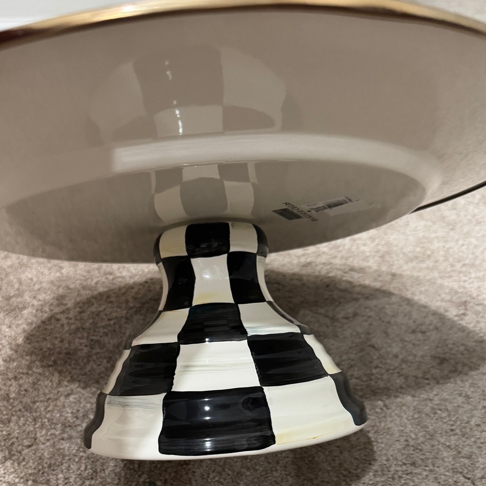 MacKenzie-Childs Black and White Checkered Cake Stand - Picture 3 of 8